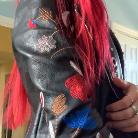 Faux leather Embroidered Jacket - Picture 4 of 4